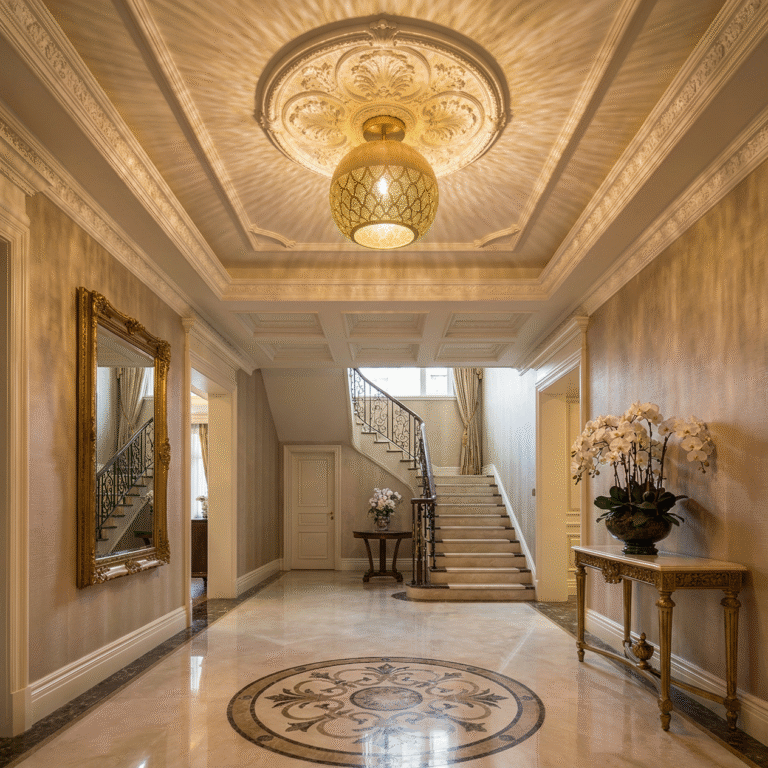 Belyadi NURAH REVERSED SEMI-FLUSH LIGHT - Angled View | Brushed Nickel Silver, Matte Gun Metal, Polished Brass, Polished Copper finish